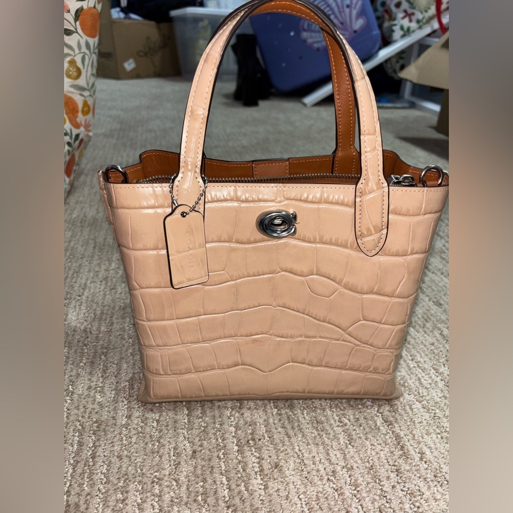 Coach Willow Croc-Embossed Leather Tote – Blush Beige – Satchel Bag - Picture 5 of 8